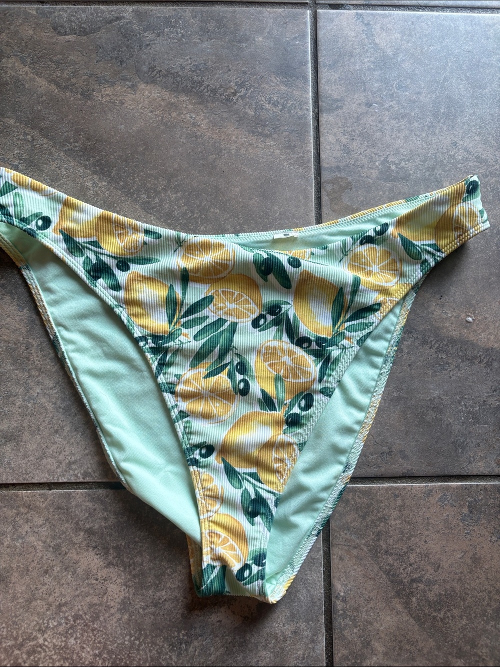 Lemon Print Bikini Bottoms in Mint and Yellow